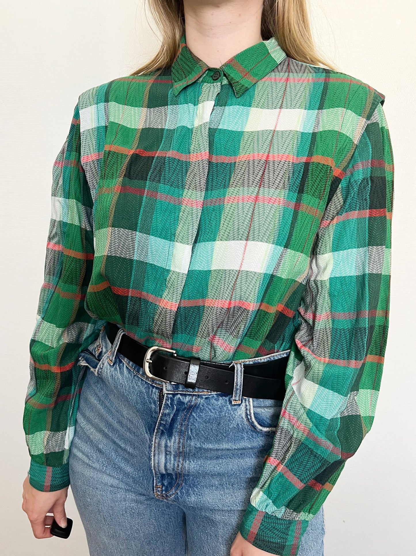 Green gingham shirt, Size L-XL