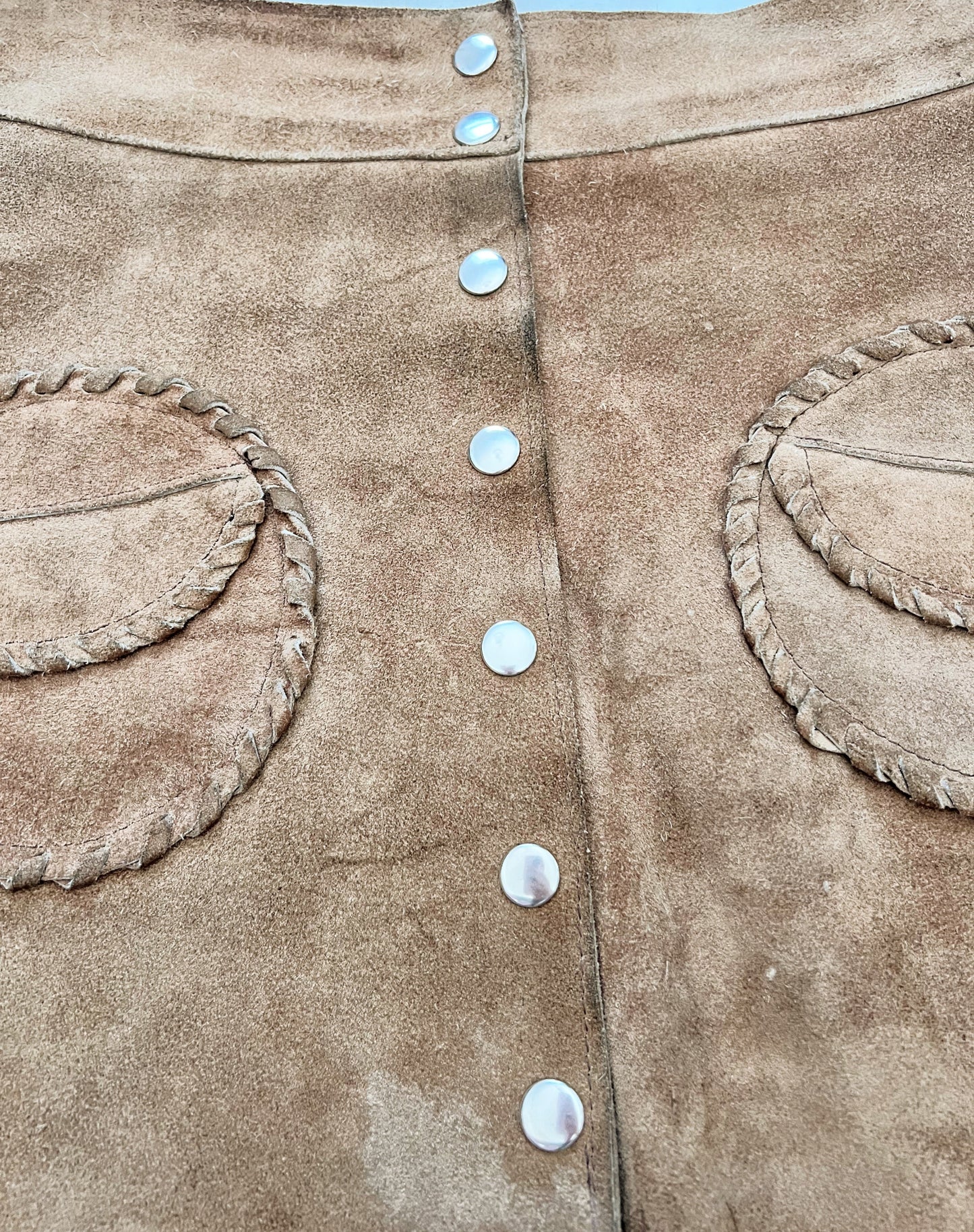 60s suede skirt with pockets, Size S-M