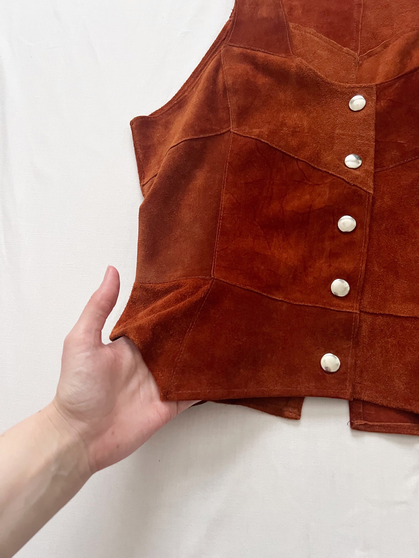 70s brown suede vest, Size XS-S