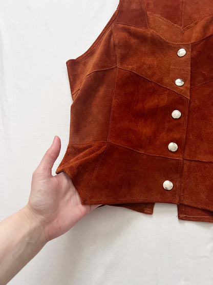 70s brown suede vest, Size XS-S