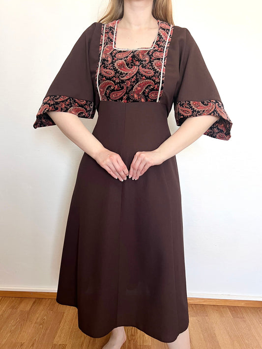 60s brown dress, Size S-L