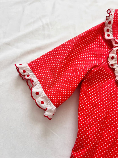 70s Pia & Paula red and white polka dot blouse, Size S