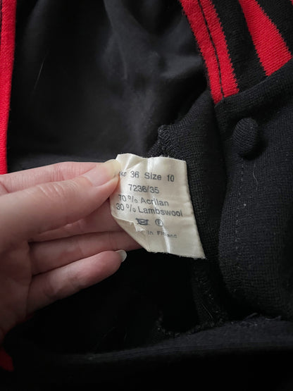 70s black striped hooded dress, Size S