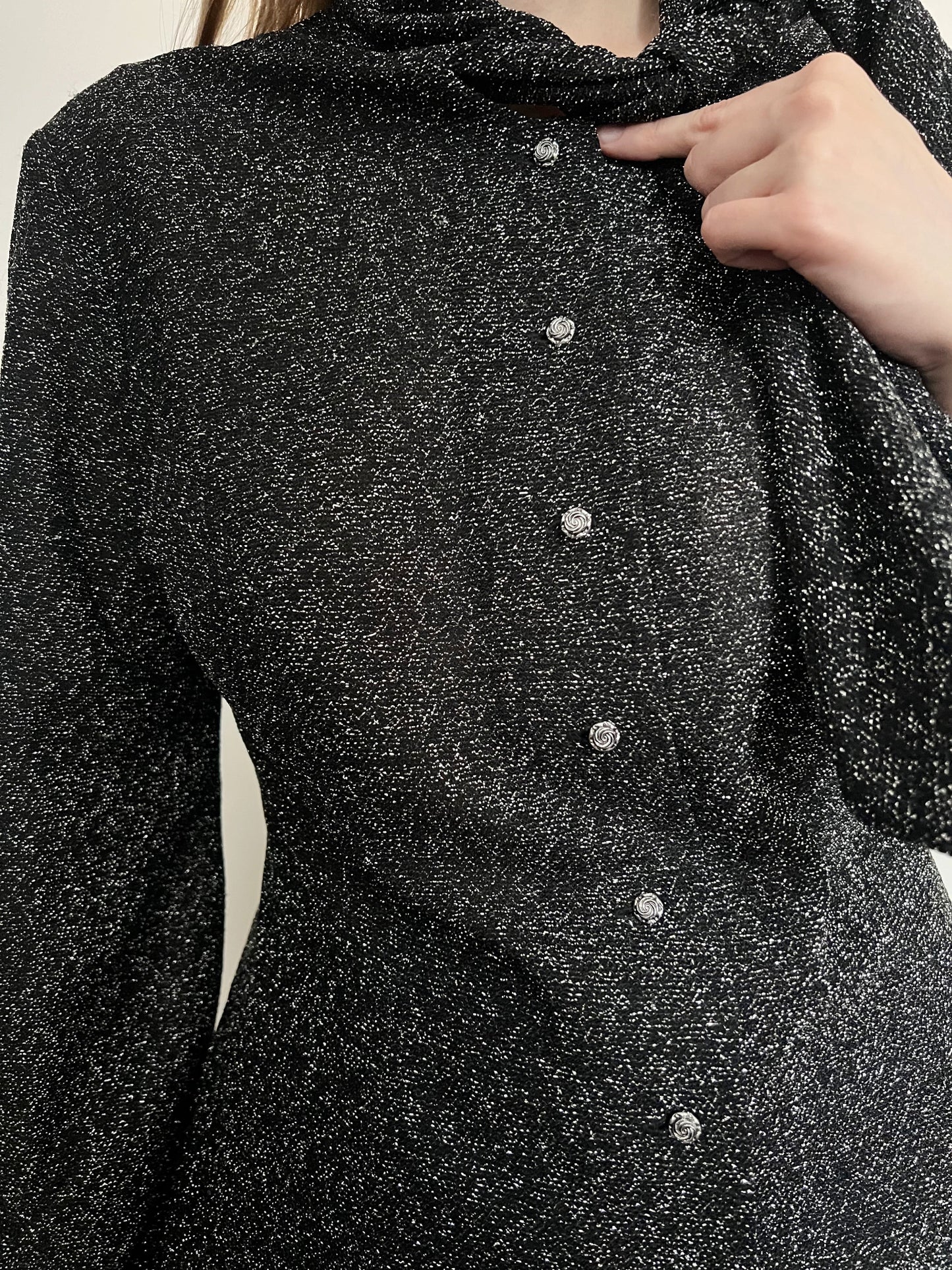 70s glittery blouse, Size L