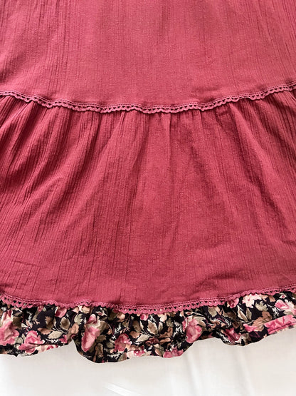 70s floral and burgandy dress, Size M