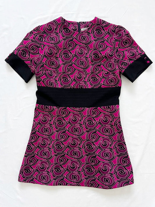 60s pink and black mini dress, Size XS