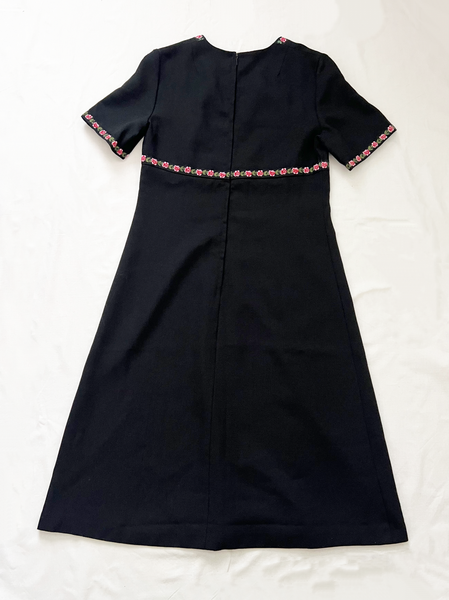 Black dress with rose embroidery, Size S