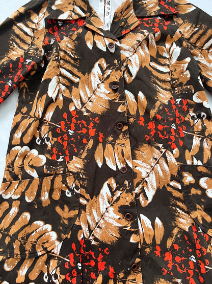 Cotton brown leaf pocket dress, Size L