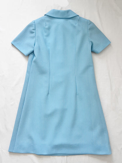 60s blue striped dress, Size M