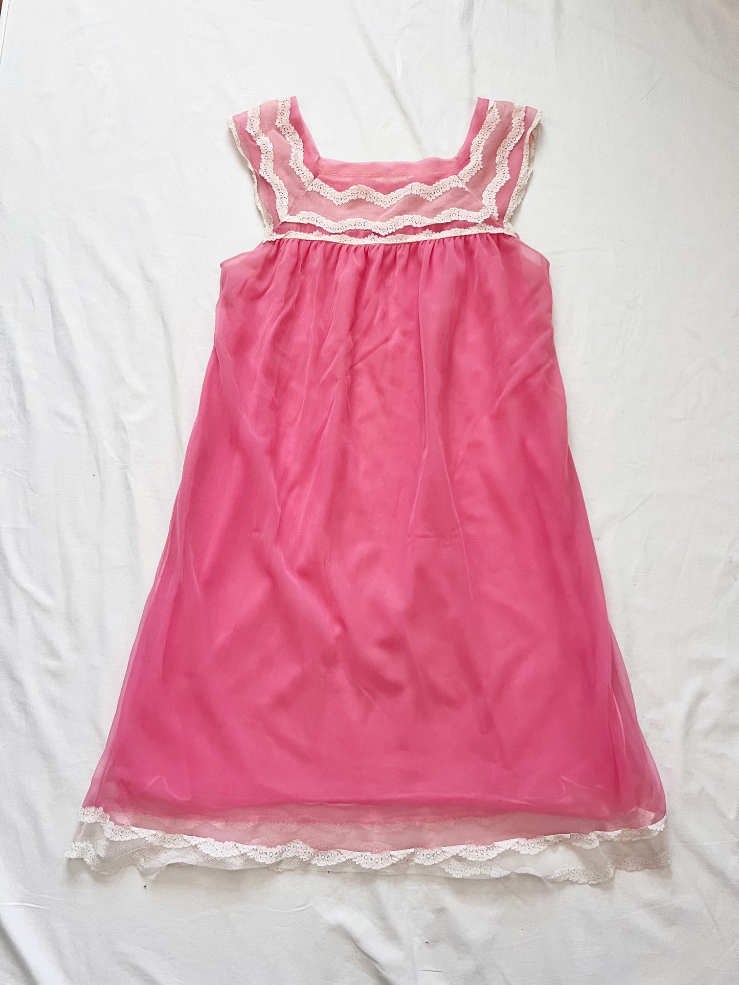 60s romantic pink peignoir set, Size L