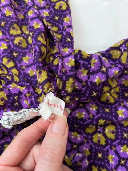 60s purple hooded mini dress, Size XS-S