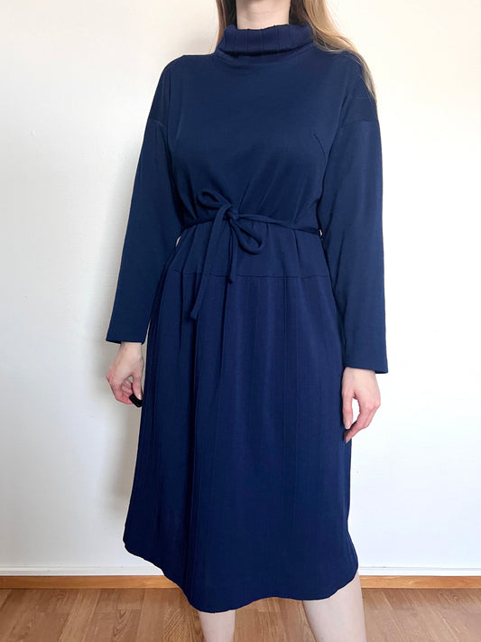 70s navy blue dress, Size M