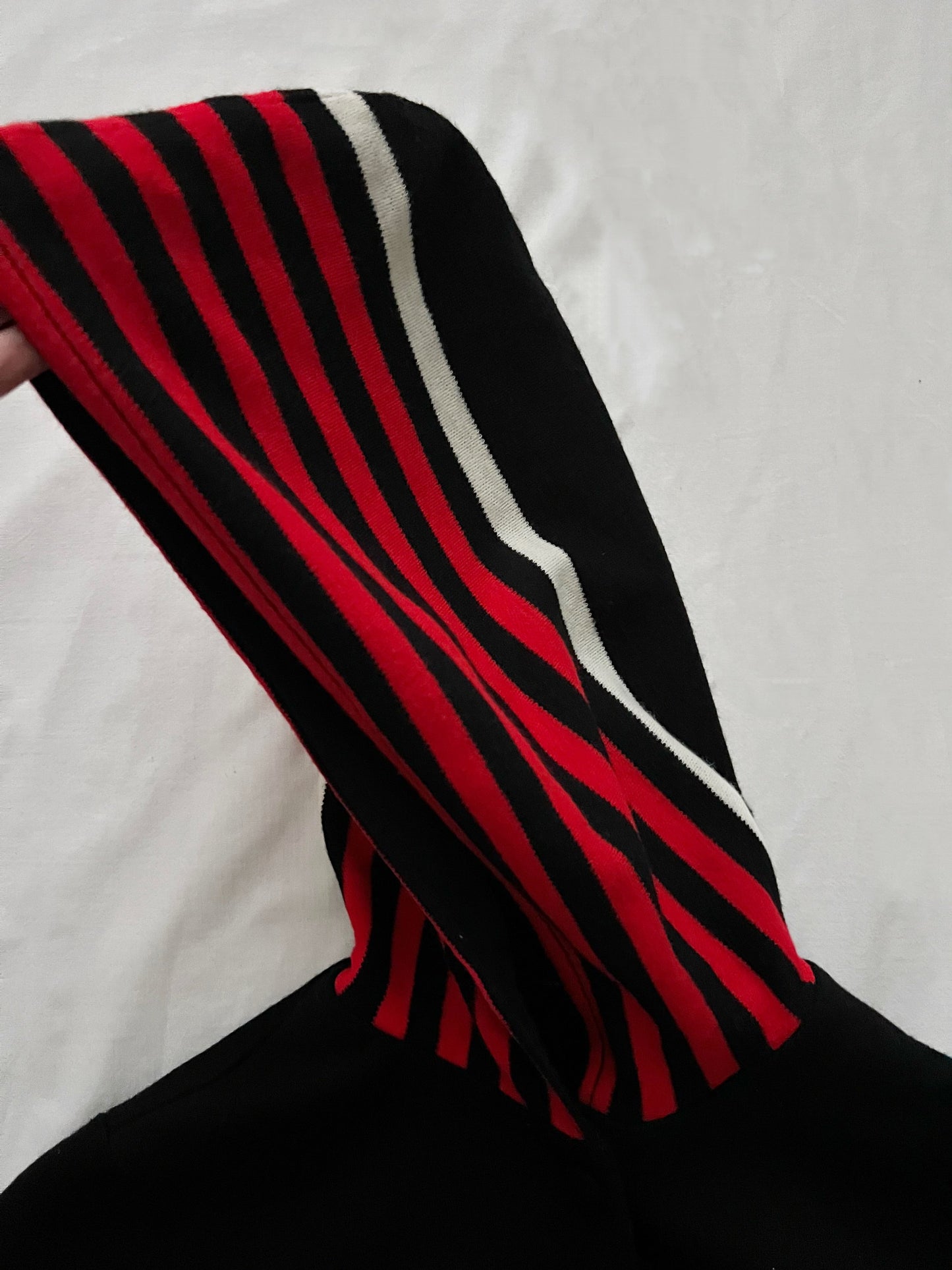 70s black striped hooded dress, Size S