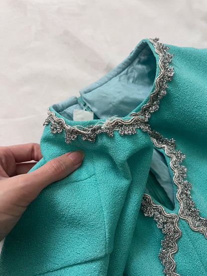 70s turquoise and silver dress, Size S