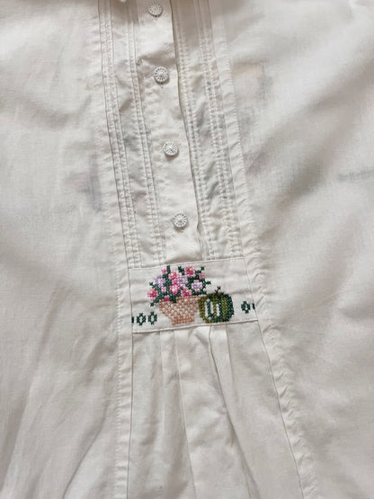 80s/90s flower market stall embroidery blouse, Size M