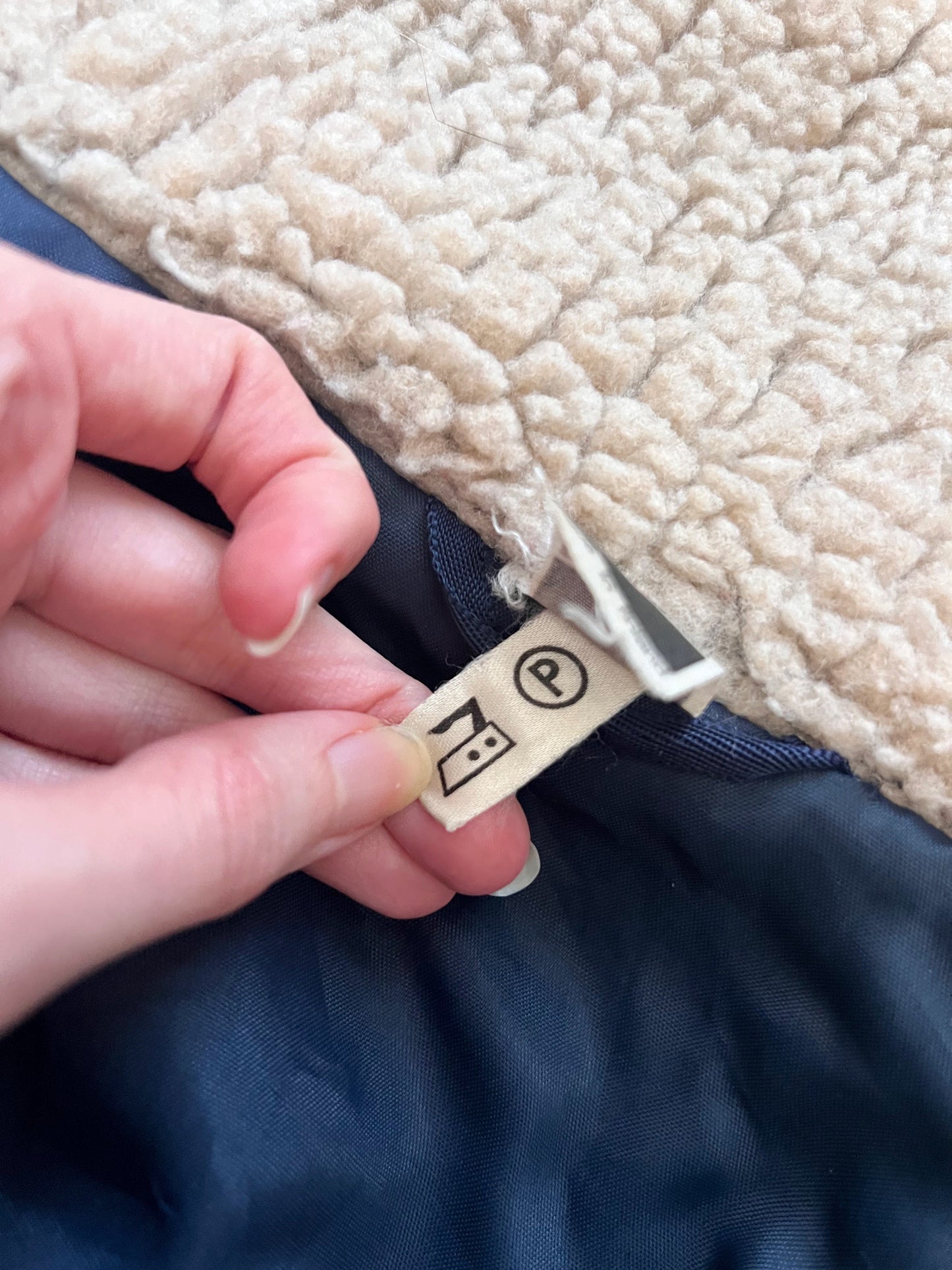 70s navy and sherpa jacket, Size S