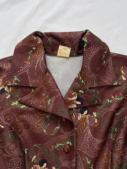 60s/70s brown flared skirt dress, Size S-M