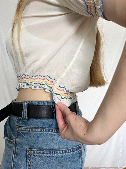 1930s short sleeved Hungarian blouse, Size S