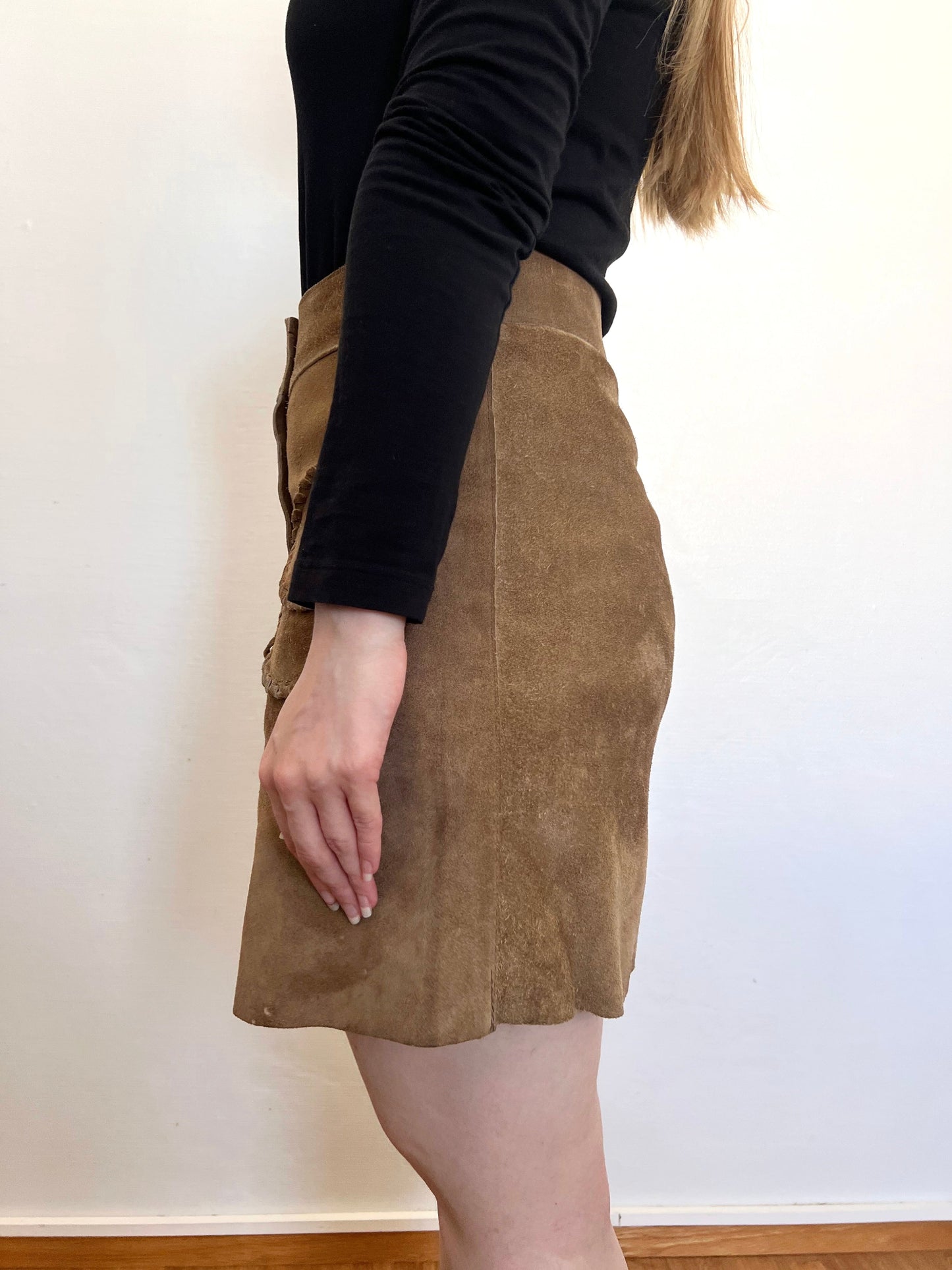 60s suede skirt with pockets, Size S-M