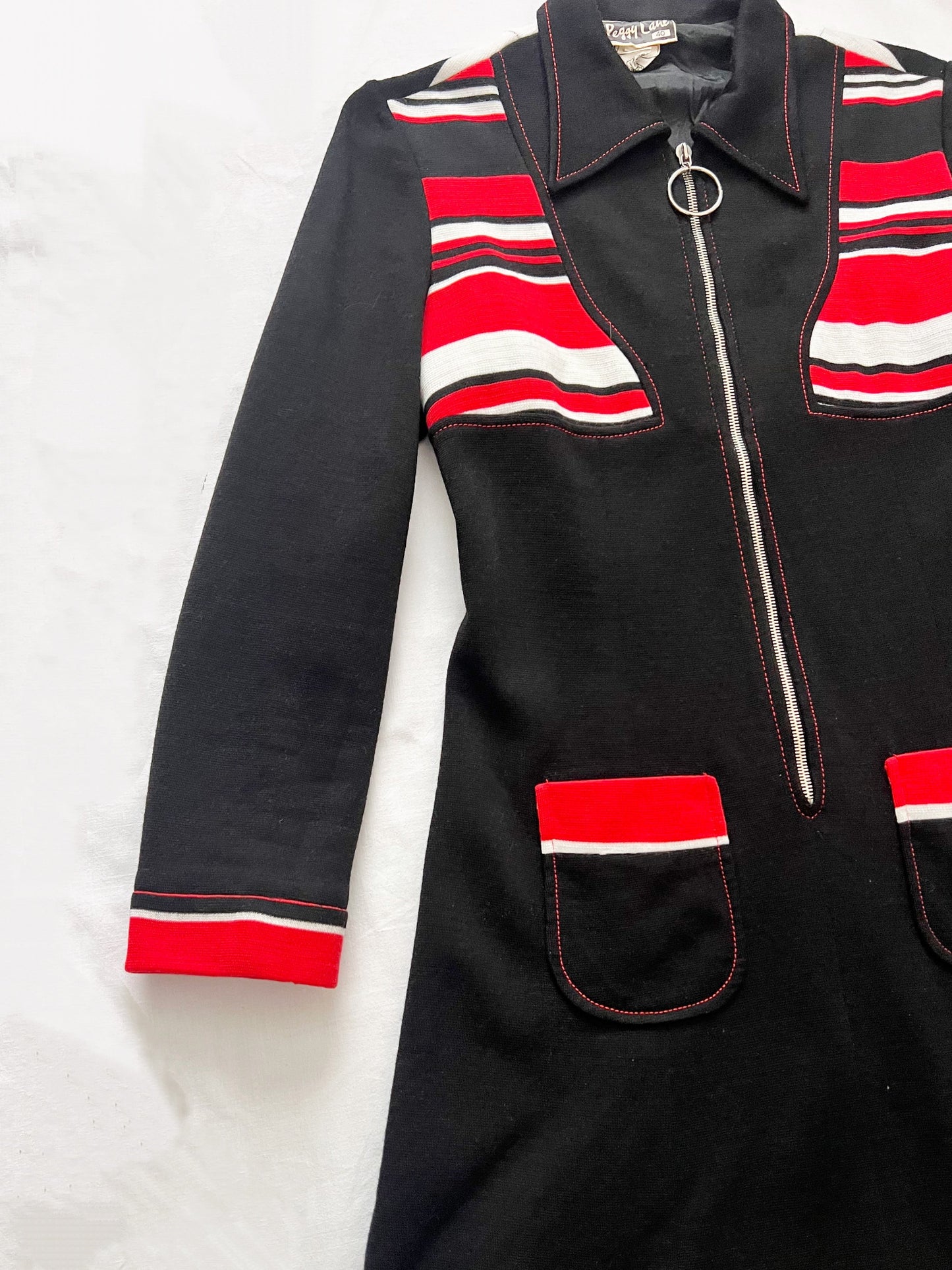 70s black, red, and white dress, Size S