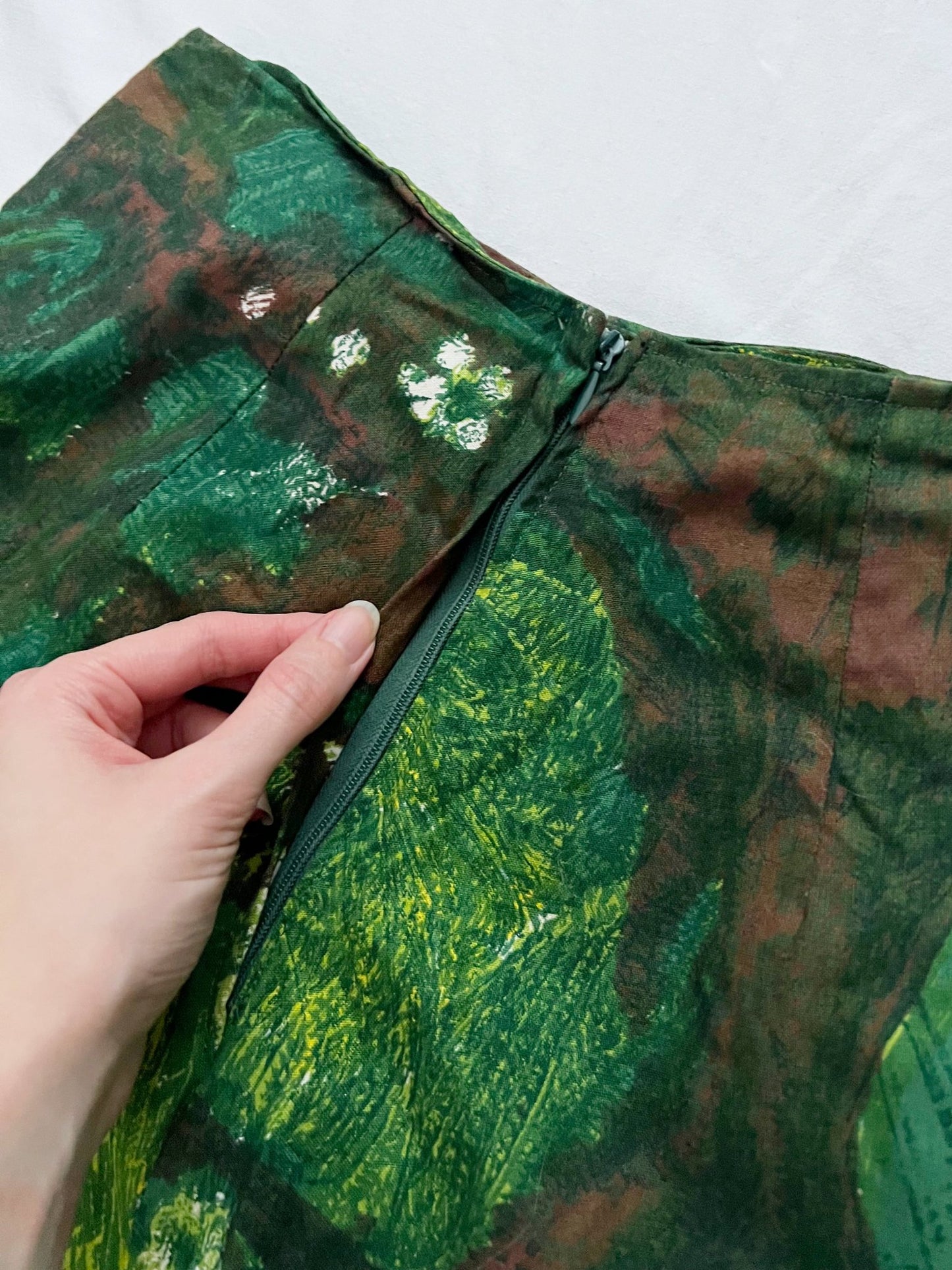 Green forest maxi skirt,  Size XS