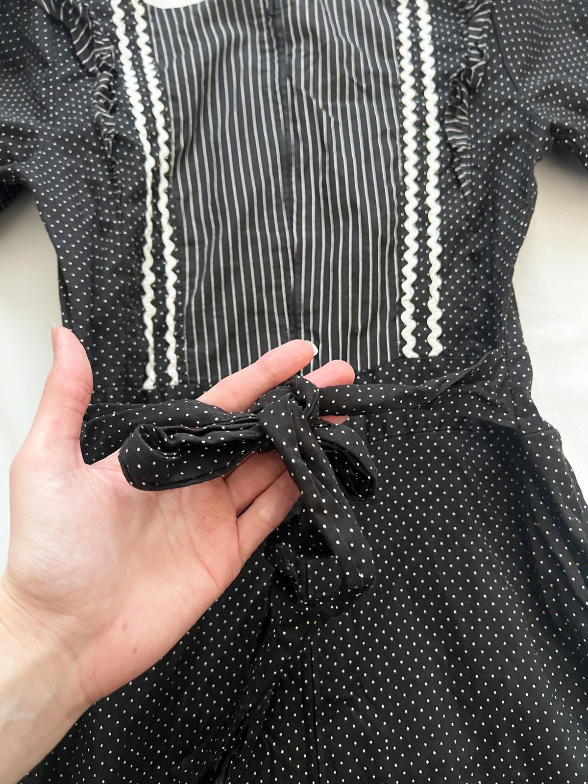 70s cotton black and white maxi dress, Size XS