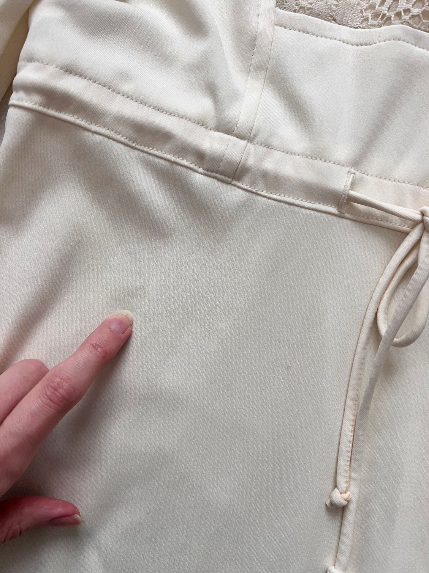 70s white lace detail dress, Size S