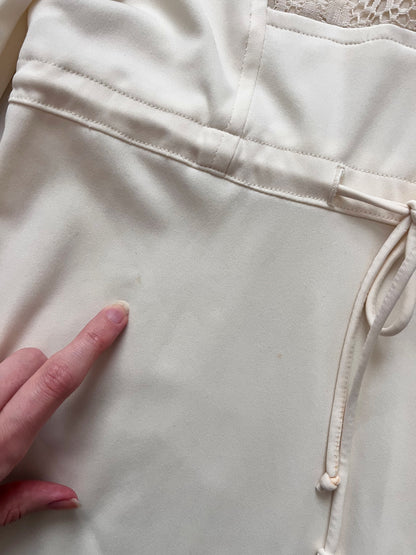 70s white lace detail dress, Size S