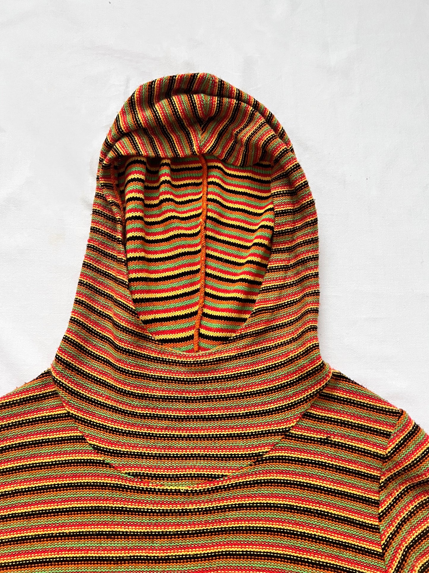 70s knitted striped hooded dress, Size S