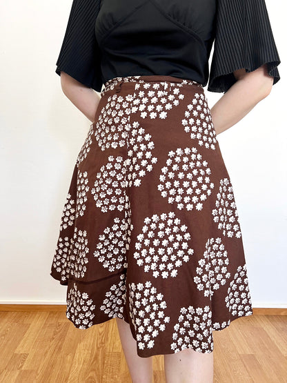 Brown and white flower skirt, Size XS
