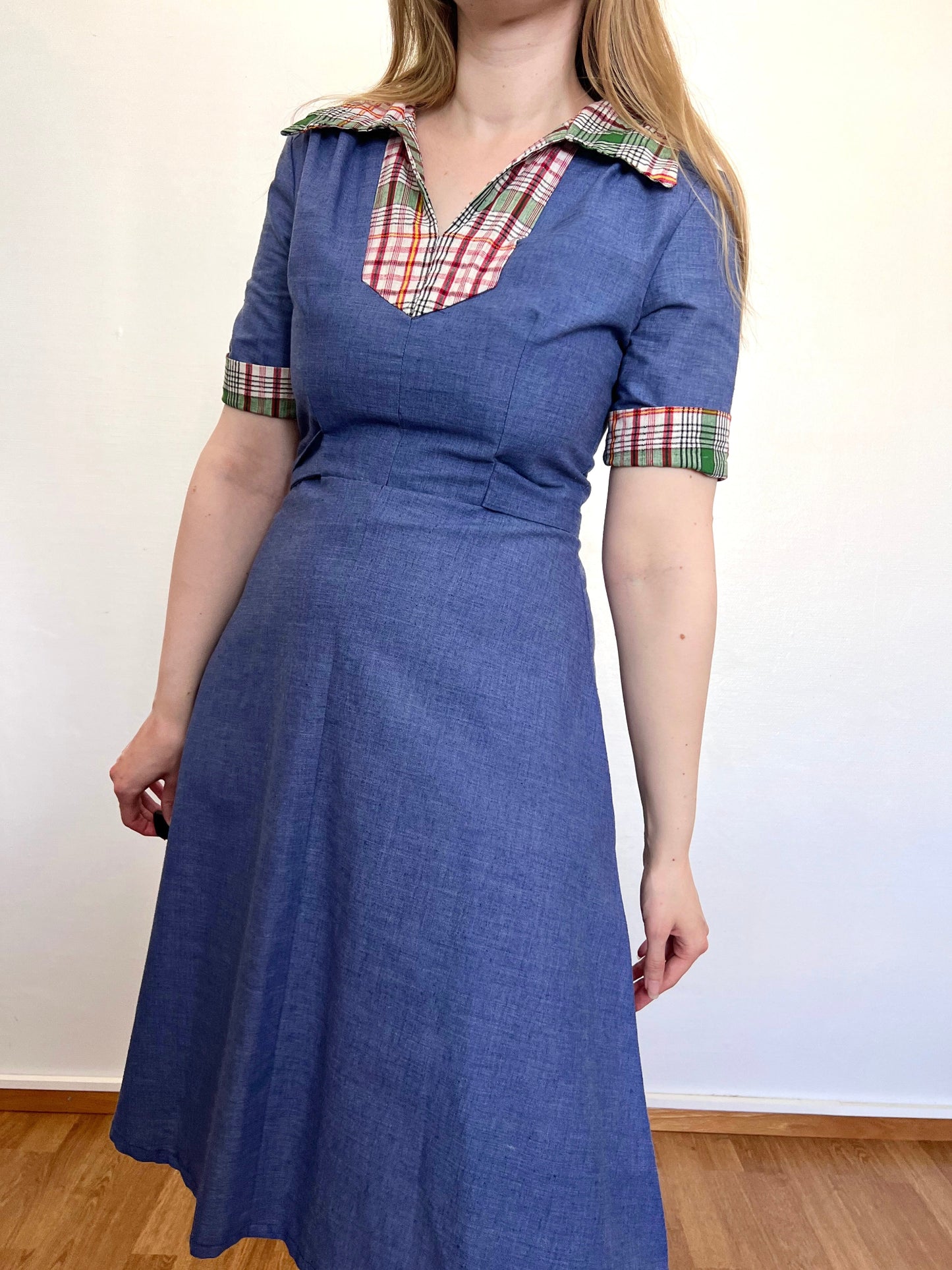 Blue and plaid dress, Size S