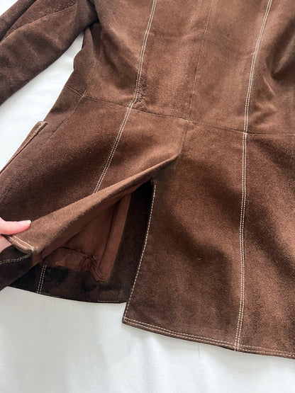 70s dark brown suede jacket, Size XS