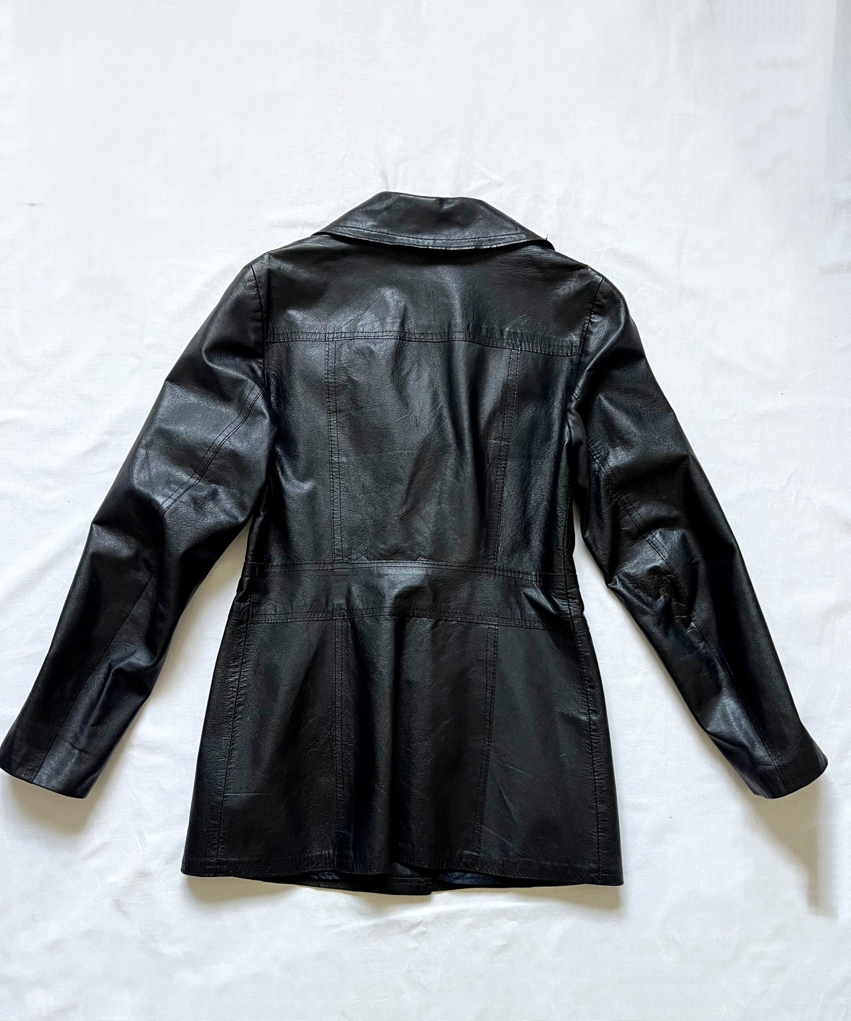 A 70s vintage black leather jacket