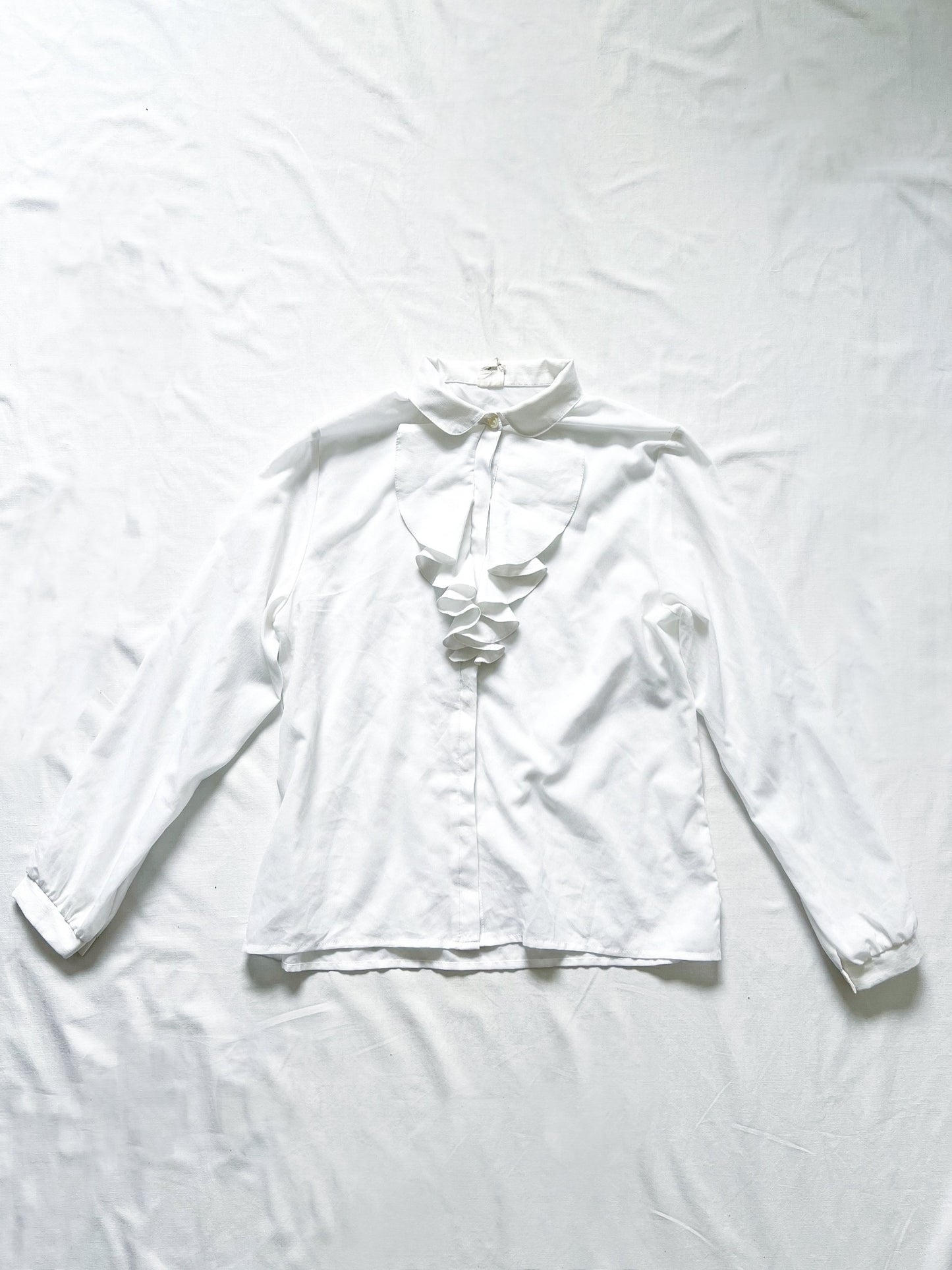 White ruffle blouse, Size M-L