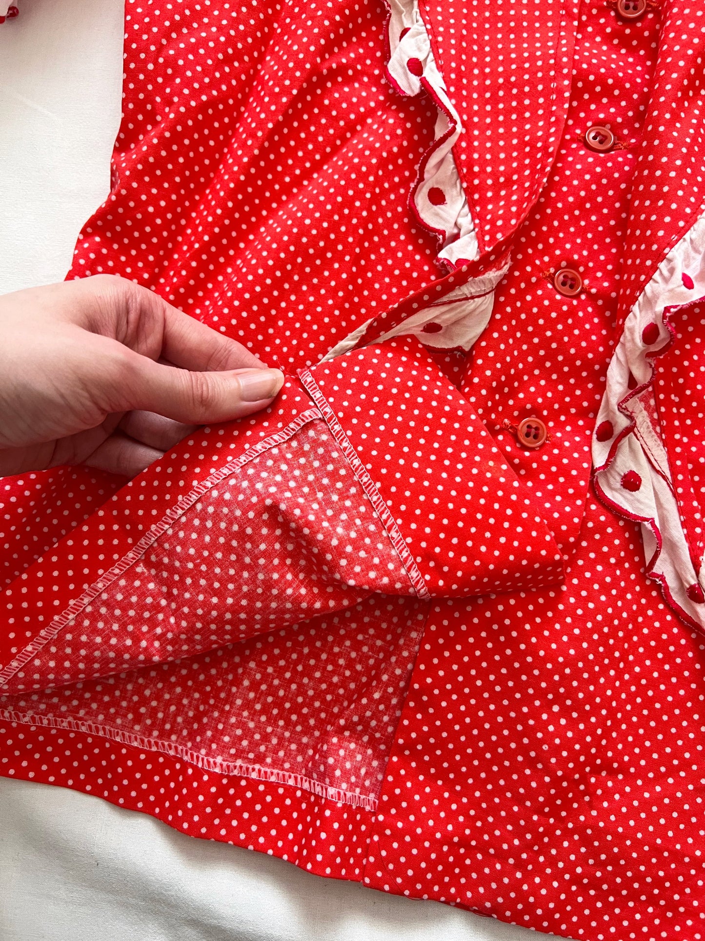 70s Pia & Paula red and white polka dot blouse, Size S