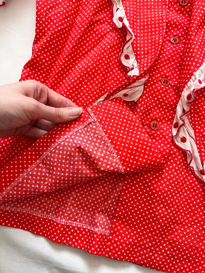 70s Pia & Paula red and white polka dot blouse, Size S