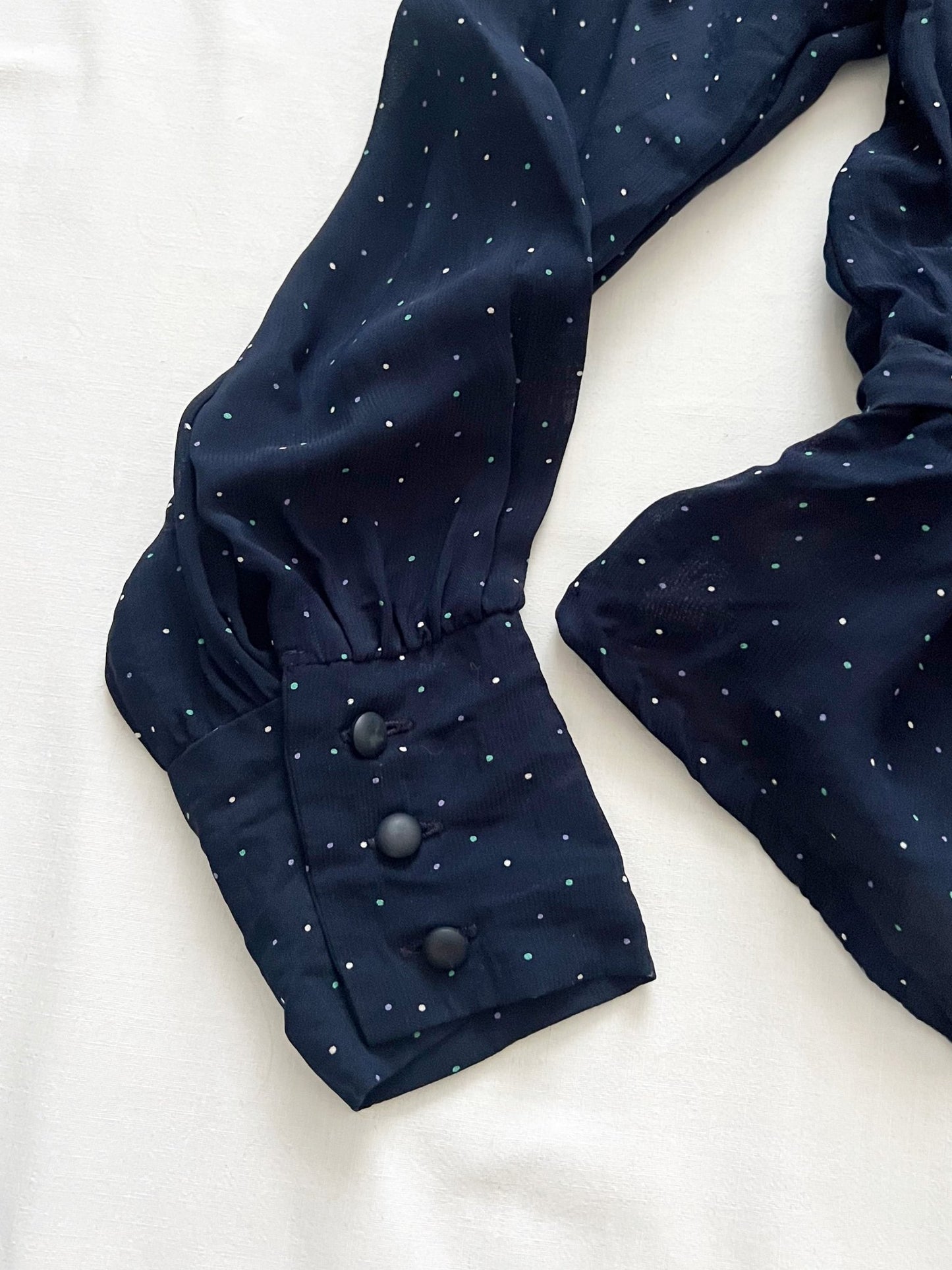 Blue polka dot blouse, Size S