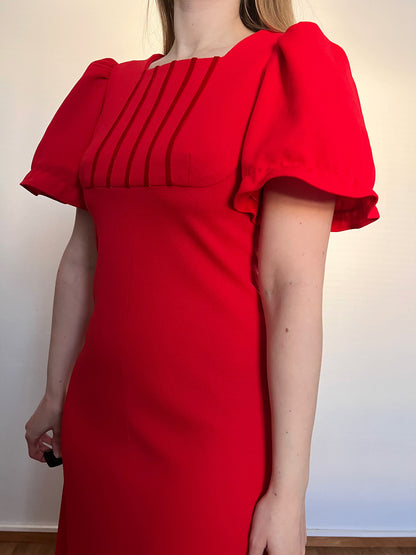 70s red maxi dress, Size XS