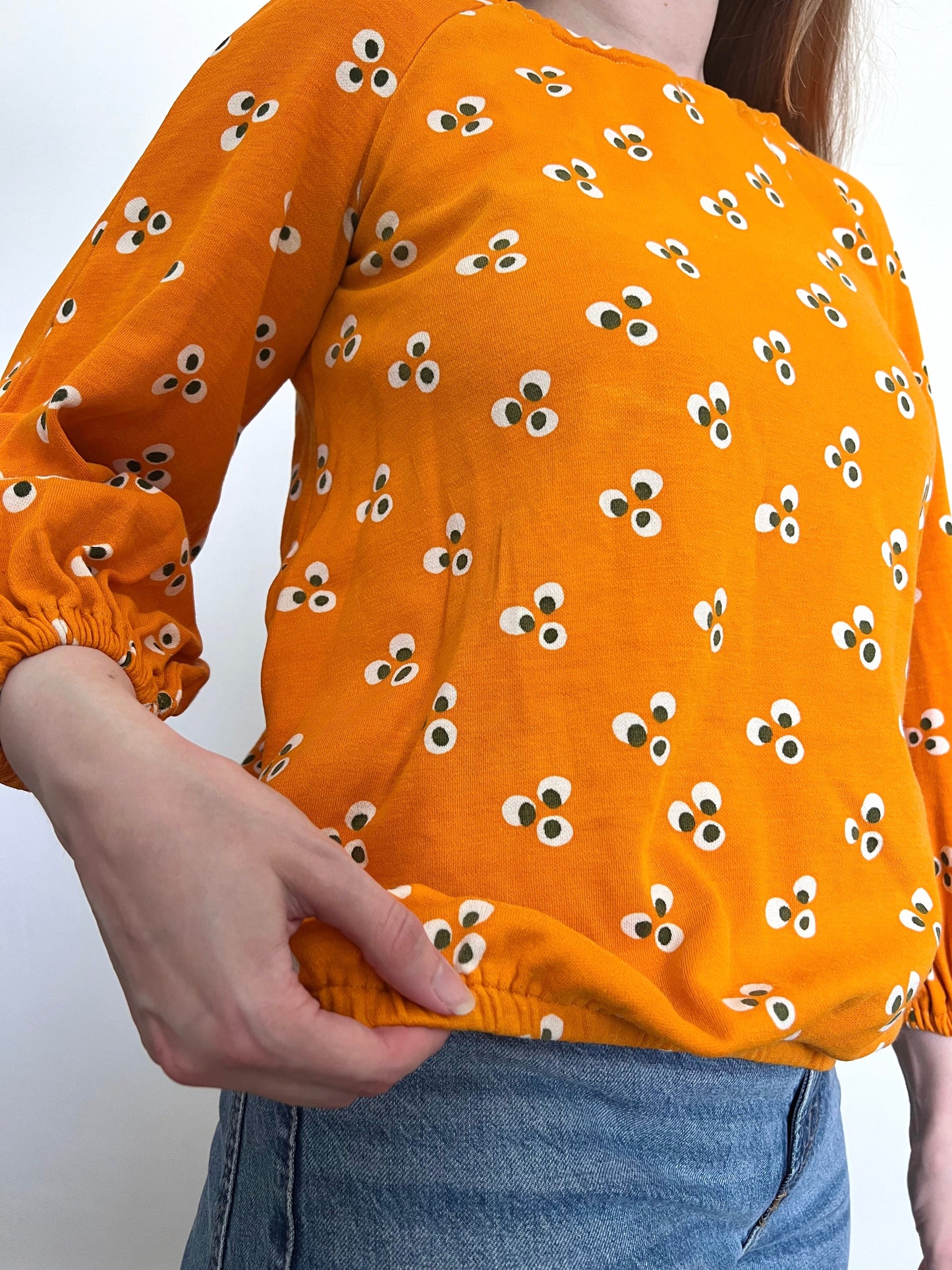 Marimekko 1970 100% cotton orange blouse, Size S