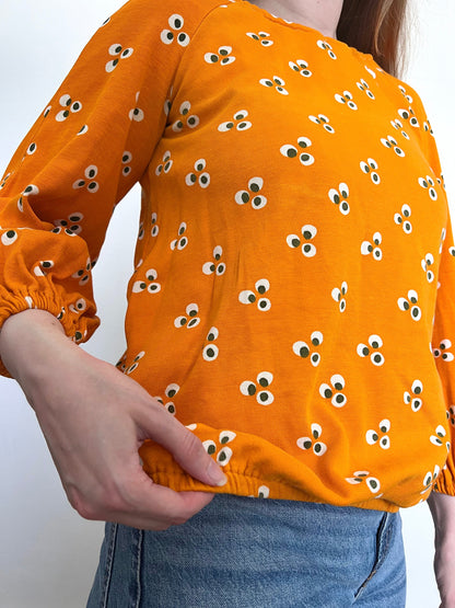 Marimekko 1970 100% cotton orange blouse, Size S