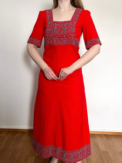 70s Arola red maxi dress, Size S