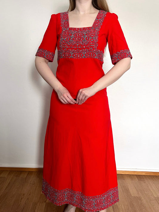 70s Arola red maxi dress, Size S