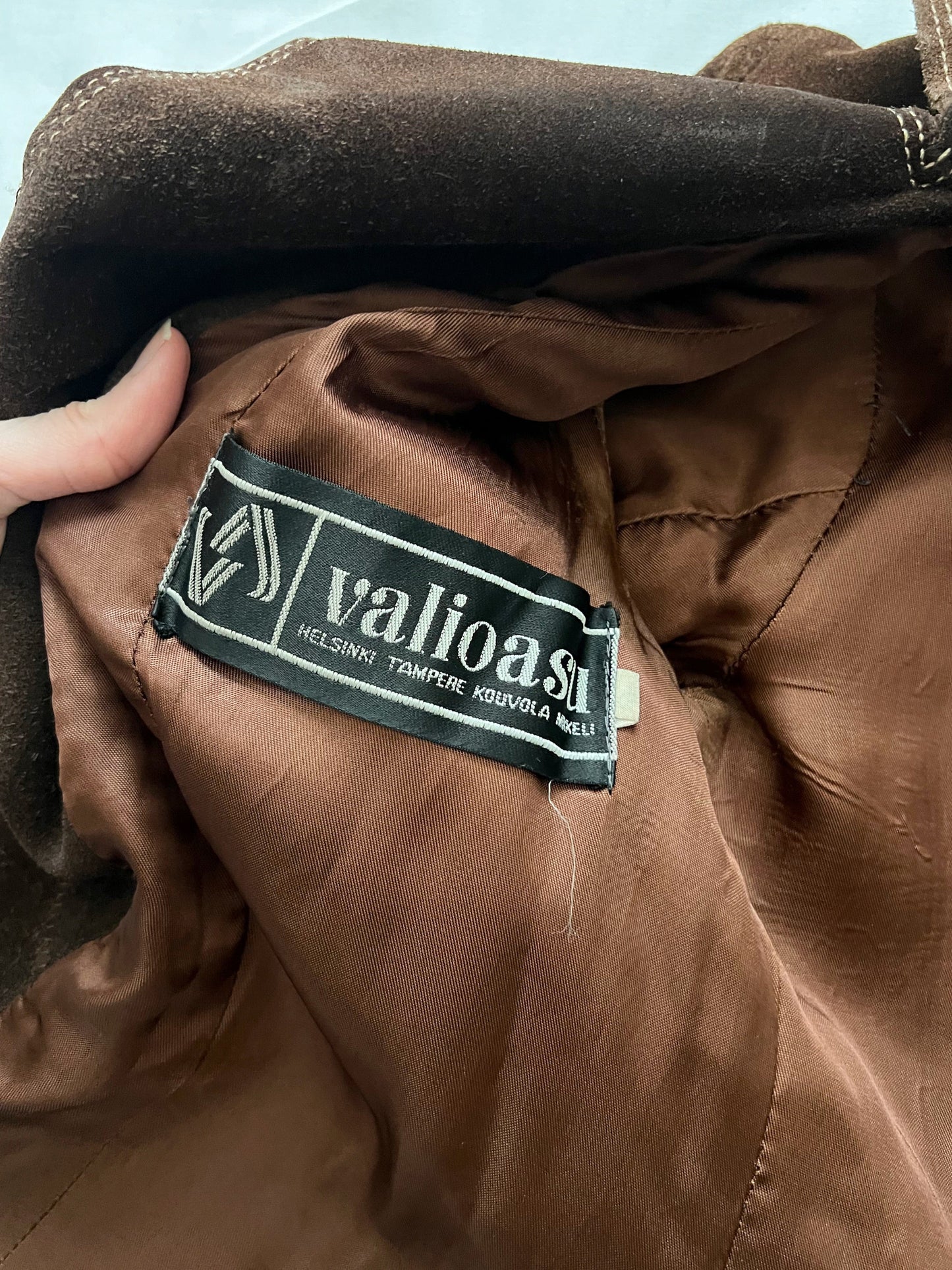 70s dark brown suede jacket, Size XS