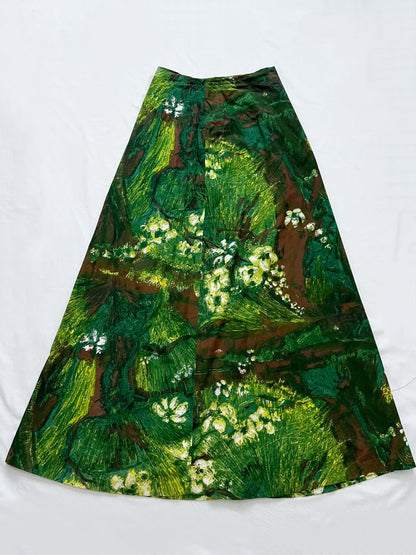 Green forest maxi skirt,  Size XS