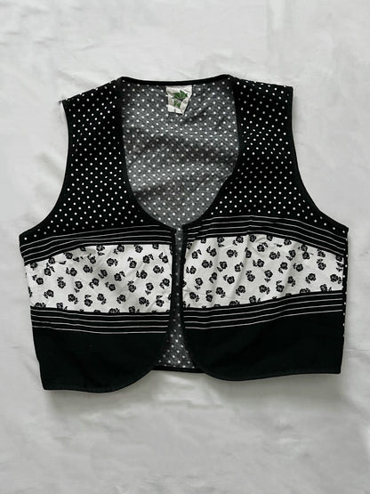 70s black and white vest, Size M-L