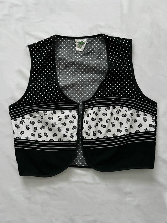 70s black and white vest, Size M-L