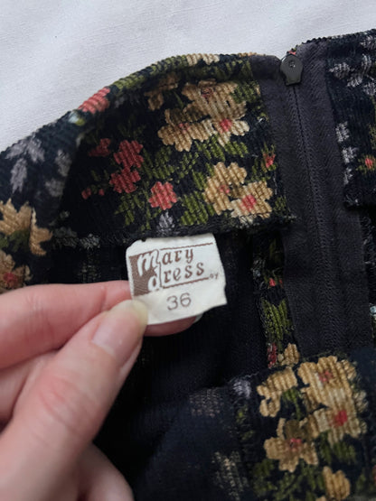 70s corduroy flower skirt, Size S