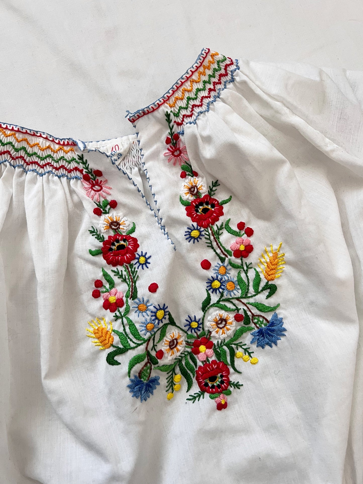 70s hungarian floral blouse, Size S