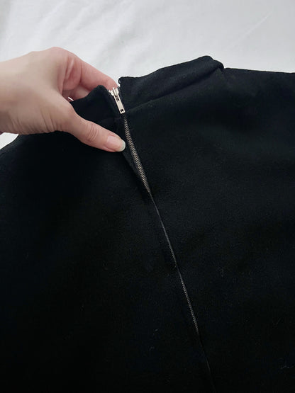 60s black round trim dress, Size S