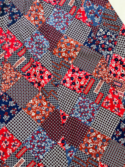 60s/70s red  patchwork pattern skirt, Size S